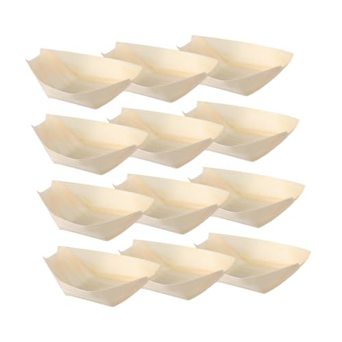 DECORNIJIA 50個 使い捨て木製寿司ボート 船型前菜トレイ デザートや刺身盛り付け用 レストラン バー 家用多目的サービングプレート