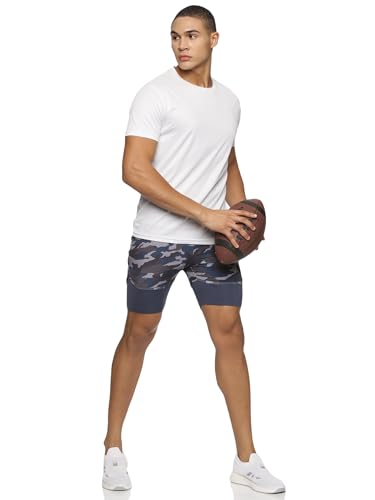 Image of DOMIN8 Men's Camouflage Printed Shorts with Elasticated Waist & Inner Tights (XL)