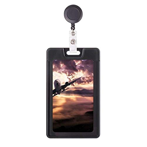 Étui rétractable pour badge nuages motif ciel rouge foncé pour infirmière et enseignant