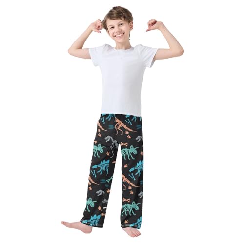 ZZKKO Dinosaur Skeleton Boys Pants for Kids Jogger Pants with Pockets S-XL2