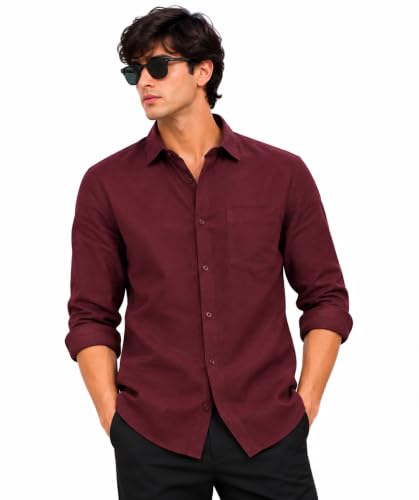 Image of Arvest Men's Solid Linen Casual Shirt | Regular Fit | Breathable | Full Sleeve