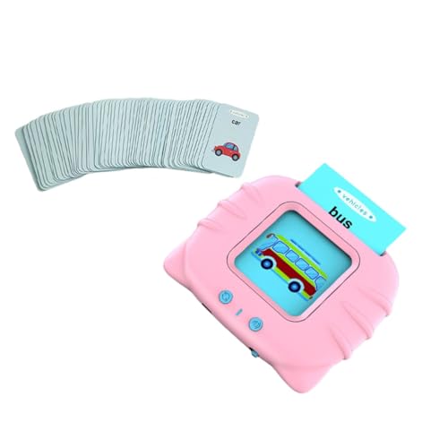 Toyvian Juego de Tarjetas Educativas para Aprender Inglés para 56 Cartas Color Rosa Sonido Interactivo Material Seguro y Portátil para Aprendizaje Temprano Interiores y Exteriores