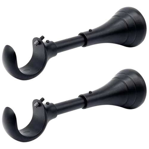 Heavy Duty Curtain Rod Brackets for Wall 6 inch Adjustable Curtain Rod Brackets Extra Long Over Blinds Holder for Heavy Curtains 2 pcs Extended Window Hardware Wall Mounted Hangers Set of Two Black