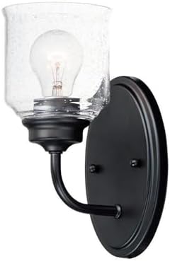Maxim Acadia-Bath Vanity Light-Bell Shaped Glass Shades-10.5 inches high-Black Finish-1 Bulb Count