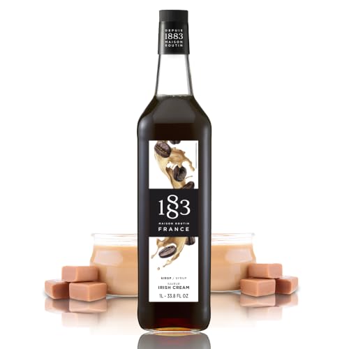 1883 Irish Cream Syrup for Drinks, 1 Liter Plastic Bottle