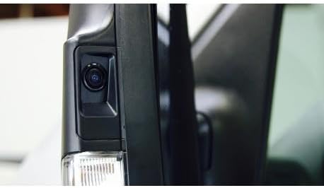 Side mirror cap with integrated camera installed on a vehicle, showing the camera lens facing outwards.