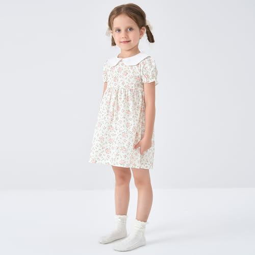 pureborn Baby Toddler Girl Woven Dress Short Sleeve Cotton Playwear Dresses 0-5T3
