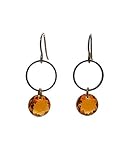 Orange Brown Round Crystal Faux Topaz November Birthstone Circle Hoop Hypoallergenic Bronze Niobium
