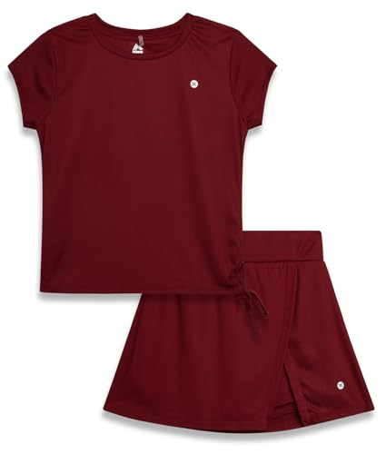 Image of RBX Girls Athletic Skort Set - 2 Piece Workout Outfit with Performance Graphic Tee & Athletic Skort for Girls