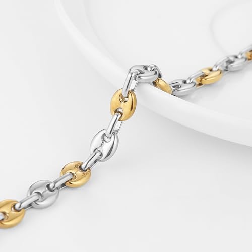 Pulsera de cuentas de café para hombre acero inoxidable 8.5 pulg miniatura 5