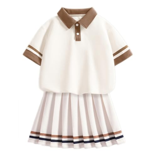 [YJSO] 韓国子供服 女の子 入学式 発表会 夏装2点セット Ｔシャツ スカート セットアップ ベージュ 半袖 トップス キッズ 160 子供服 女の子 春夏 海 旅行 夏服 女の子 親子服 カジュアルスカートセット 上下セット スポーツウェアの商品画像（Amazon）