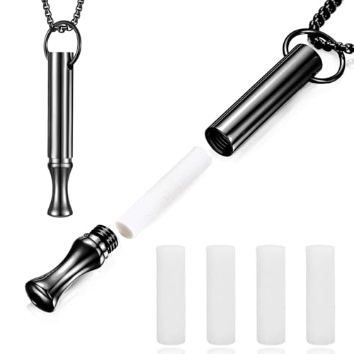 ADASTONE Breathing Necklace to Quit Smoking and Vaping with Refillable Pods - Stop Smoking Aids, Fidget Necklace for Anxiety Relief, Smokeless Inhaler for Adults (Black)