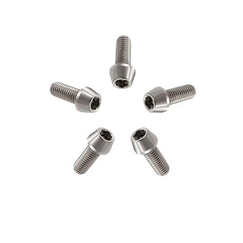 Image of RISON Titanium Bolts Ti Bolt M5*0.8 * 15 Hex Tapered Socket Head 5Pcs Original Titanium Hex Tapered Head Bolt Screw for Bike stem