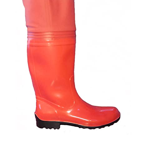 Botas de pesca y vadeador de mujer pantalones impermeables de PVC rojo 41 EU 3