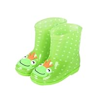 Hixingo Lightweight Toddler Rain Boots for Little Kids Unisex Boys Girls 1-6 Years Old Waterproof Non-Slip Children Wellies Rainboots Outdoors for Spring Summer, School (Green frog,10)