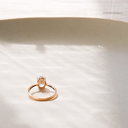 1.5 Carat Moissanite Oval Cut Forever Classic Engagement Ring Solid Gold Plain Ring Band 14K Rose Gold Bridal Ring Stackable Brilliant Ring #TOP5