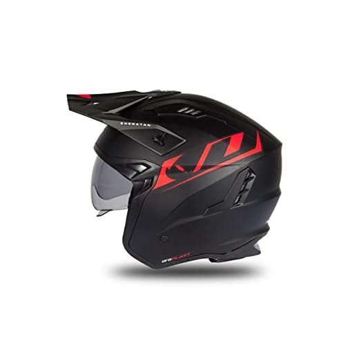 Casco Jet Sheratan con visiera parasole a scomparsa Trial Street Scooter Moto opaco (M)