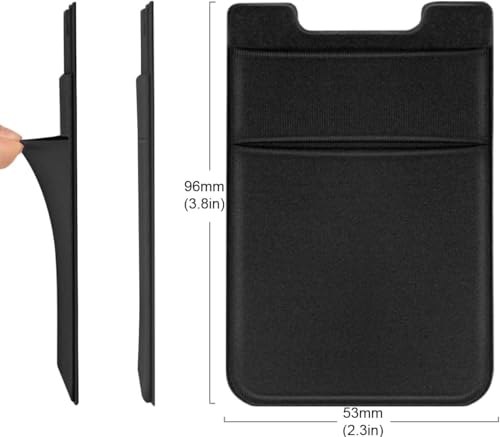 Image of Mizi (2 Pack Adhesive Phone Stretchy Wallet, Card Holder for Back of Phone Stick on Phone Cases for iPhone /Android /Samsung Galaxy - Grey