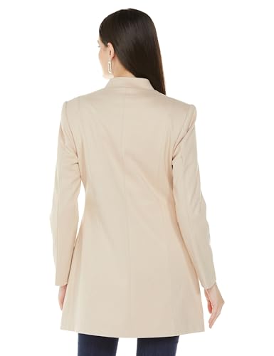 Image of Qube By Fort Collins Women's Semi-Long Tweed Coat with Knitted Finish - Elegant Winter Outerwear for Casual and Formal Looks