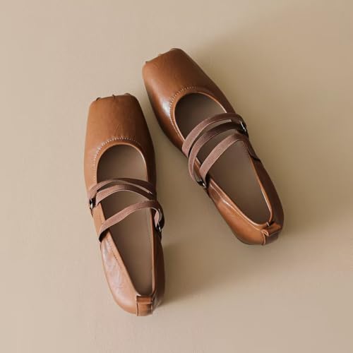 ChaiRong Zhou Women Comfortable Pu Leather Mary Jane Shoes Square Toe Elastic Strap Block Chunky Pumps for Party Dress Office2