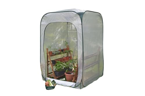 GardenSkill Pop Up Mini Greenhouse - Small Polytunnel Growhouse Cover for Tomatoes Fruit Vegetables Plants (1.25m x 1.25m x 1.85m high)