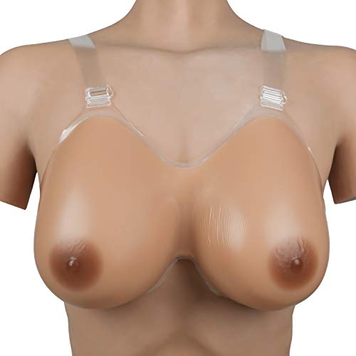 Vollence GG Cup false boobs Silicone Breast Forms with Shoulder Strap for Prosthesis Mastectomy
