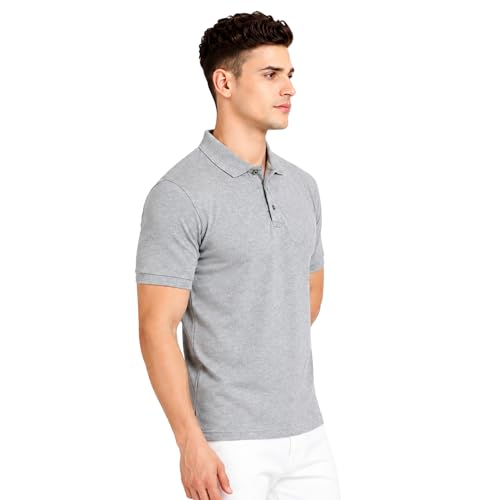 Image of Men's Plain Polo T-Shirt | Cotton Blend Regular Fit Casual Collar T-Shirt