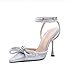 Imagen de KVWSXD Sandalias de Punta Cerrada para Mujer Tacos Altos Zapatos de Boda y Noche Tira de Tobillo con Pedrería Lazos Dobles Bombas Brillantes Fiesta Tacos de Aguja
