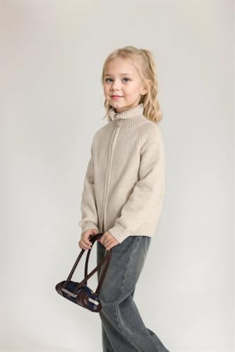 Girls' Long Sleeve Knitted Cardigan Kids Zipper Shrug Sweaters Cropped Jacket Cover Up Tops2