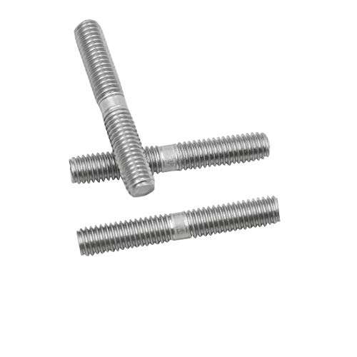Touhia 10Pcs M6 Double End Threaded Stud Screw Bolt M6X40Mm, Stainless Steel, Silver Tone #TOP2