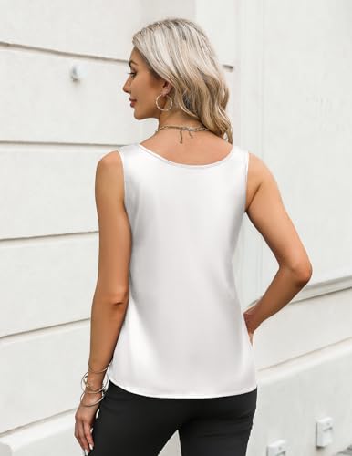 Zeagoo Silk Satin Tank Tops for Women Scoop Neck Sleeveless Camisole Tops 2025 Summer Basic Blouses4