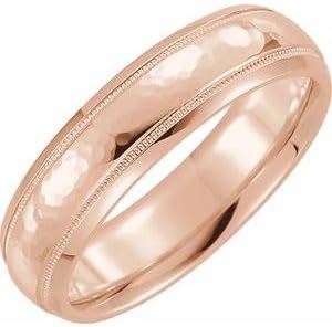 Jewels By Lux 14K Yellow Or White Or Rose Gold Or Sterling Silver Or Platinum Milgrain Edge Comfort-Fit Half Round Band