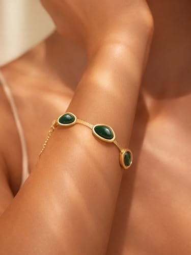 Image of Rubans Demi Fine Stainless Steel Bracelet Emerald CZ Gift for Women & Girls