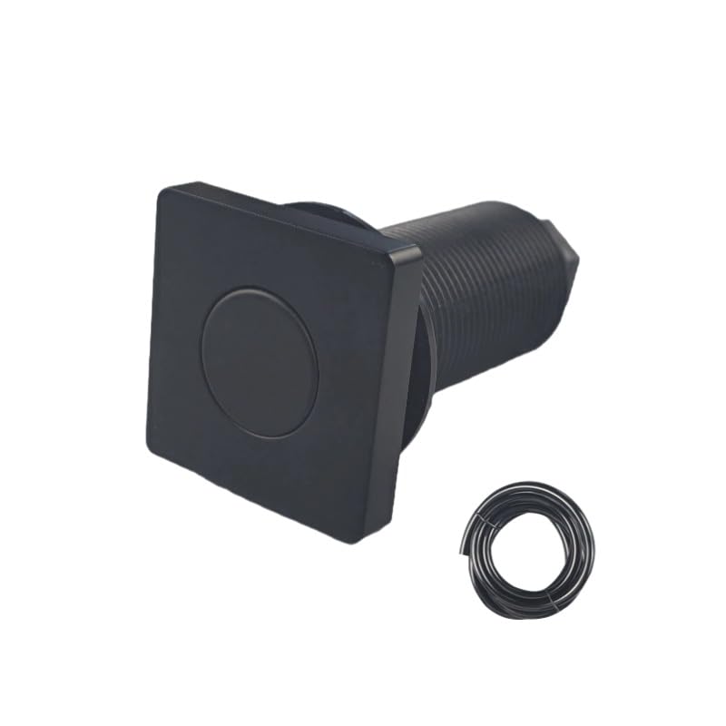 Solid Brass Air Switch Button, 47mm Square Pneumatic Momentary Push Button Kit for Sink Top Counter, Garbage Disposal Part(Square,Matte Black) (Flat Matte Black)