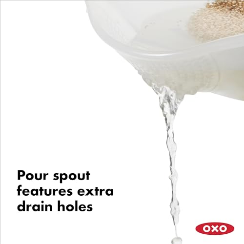 OXO Good Grips Colador de Cocina con Asas Óptimo para Escurrir el Agua y Lavar Impurezas, de Arroz y Cereales, Color Blanco