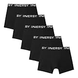 [INNERSY] ボクサーパンツ キッズ 下着 ボクサーブリーフ 子供 前閉じ パンツ 男の子 通気吸湿 締め付けない ボーイズ 5枚セット 140-170（170，5ブラック）