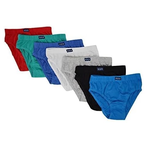 SOCKSVILLE Boys Briefs 7 Pack Assorted Plain White/Red/Black/Navy/Blue | Multipack, Soft Cotton Mix Blend | Comfortable, Breathable, Toddler Pants, Underwear | 2-3, 3-4, 5-6, 7-8 Year Olds Cover