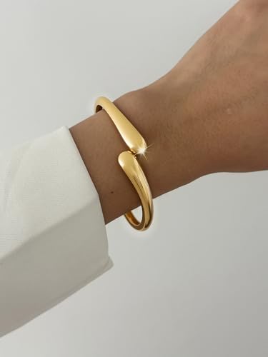 Gold Bangle Bracelets for Women, Trendy Chunky Adjustable Twist Bangle Bracelet Jewelry Gifts4