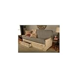 HomeStock Rustic Refinement Full Size Weathered Finish Futon Frame Set with Storage Drawers and Mattress, 79' L x 37' D x 33' H Seaport/Weathered White