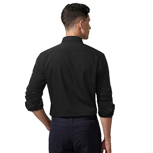 Image of HISDERN Mens Dress Shirts Long Sleeve Button Down Casual Shirts for Men Inner Contrast Formal Business Tuxedo Wedding Shirt