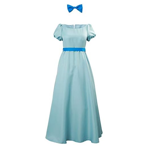 YANVS Disfraz de cosplay Wendy para mujer, disfraz de princesa para Halloween, con cinturón, lazo, tiara