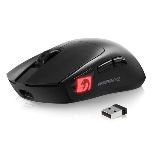 Image of MAMBASNAKE M4 Ultra-Light Wireless Gaming Mouse 52g, 24000 DPI PAW3311 Optical Sensor,2.4G /BT /Wired Ergonomic Computer Mice, RGB Lighting,400mAh Battery, Programmable Mouse for PC /Win /MAC-Black