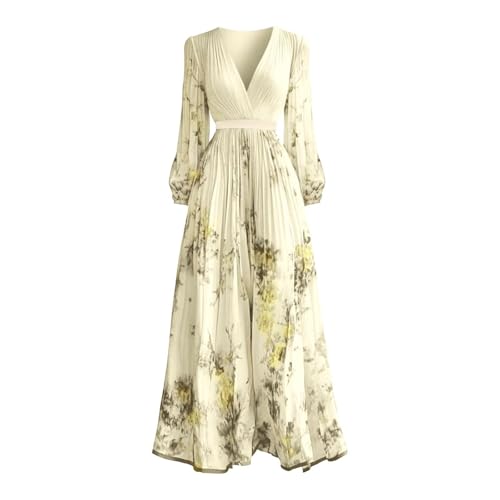 Robe plissée avec col fleuri au style décontracté et chic polyvalent - 3