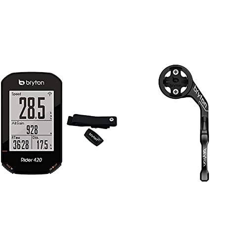 Bryton 420 Horas Rider con Banda Cardio, Adultos Unisex, Negro, 83.9x49.9x16.9 + Soporte GPS Sport Mount, Negro