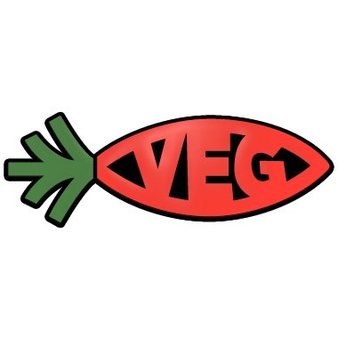 Image of Vegetarian Carrot Orange & Green Plastic Auto Emblem - [Orange][6'' x 2'']