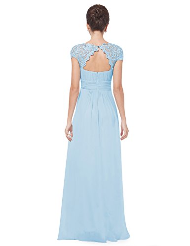 Ever-Pretty Women's Cap Sleeve Ruched Lace Round Neck Chiffon Formal Evening Gowns 09993-US