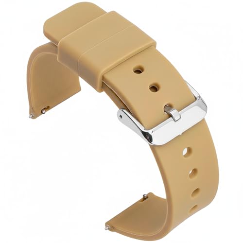 CABLEPELADO Correa reloj silicona, Banda de Reloj de Silicona, Correa de Reloj Deportiva, Banda de Reloj Universal, Pulsera de Reloj Silicona, liberación rápida, Hebilla Acero inox beige
