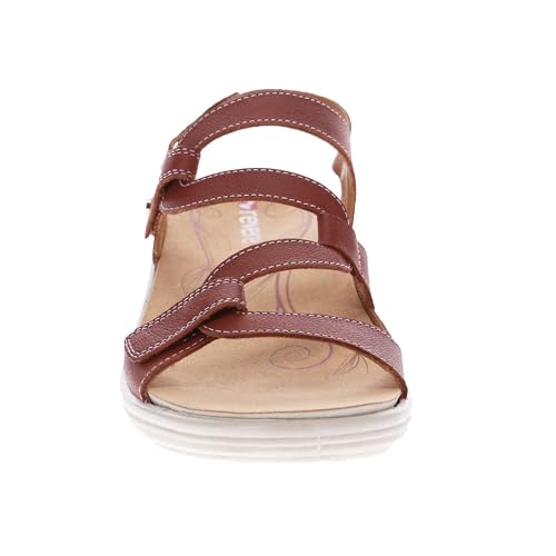 Image of Revere Emerald 3 Women's Sandals - Premium Soft Leather, Adjustable Straps & Contoured Footbed - Orthotic Arch Support for Stylish Comfort & All-Day Wear Cognac 7-7.5 W US