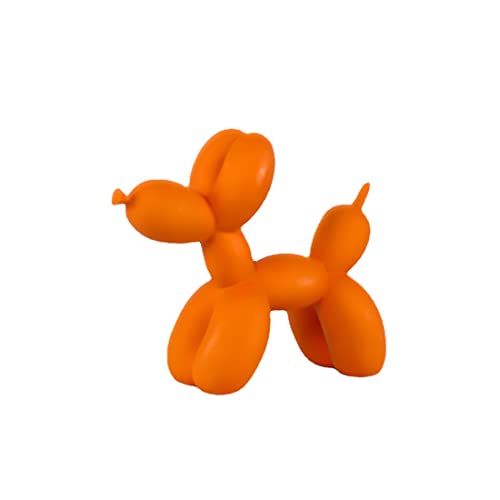 FYBlossom Modern Skulptur Dekofigur Ballon Hund Harz Statue, Kunst Tier Statue Tischdeko, Kreativität Handwerk Geschenk Für Desktop Wohnzimmer Kuchen Bäckerei (Orange)