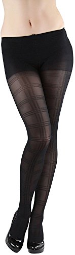 Image of ToBeInStyle Women's Argyle Checkered Diamond Rhombus Net Opaque Sheer Tights Pantyhose